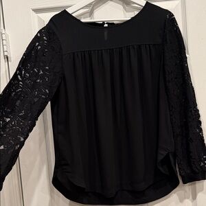 LOFT Black Lace Sleeve Women's Top